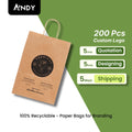 Custom Eco-Friendly Biodegradable Kraft Paper Fast Food Packaging Brown Takeaway Restaurant Bolsas De Papel with Flat Handles