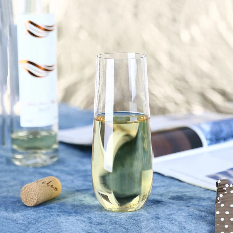 Plastic champagne Glasses Wedding 8 oz Toasting Unbreakable Stemless Champagne Flutes