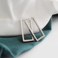 Simple Fine Jewelry S925 Sterling Silver Geometry Square Hoop Earrings for Women ET293