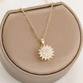 SC Tiktok Hot Shinny CZ Stone Flower Spinning Necklace Women Fashion Stainless Steel Double Layer Rotating Sunflower Necklace