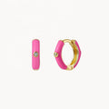 Milskye Sterling Silver 925 Jewelry Gold Plated Rhodium Plated Diamond Red Enamel Hoop Earrings