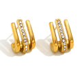 Multilayer Dainty Crystal Rhinestone Stud Earrings Gold Plated Titanium Stainless Steel Jewelry Trendy Style for Parties