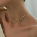 Square Cubic Zircon Tennis Chain Necklace Brass Shiny Choker Necklaces for Women Elegant Minimalist 18K Gold Plated Jewelry 2021