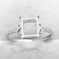 Sterling Silver 7*8mm Semi Mount Ring Square Shape Empty Frame Blank Claws Setting S925 Base Without Center Stone for Inlay DIY