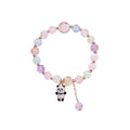 Korean Women Rose Quartz Powder Crystal Beaded Bracelet Panda Fish Tail Star Pendant Charm Bracelet Girl