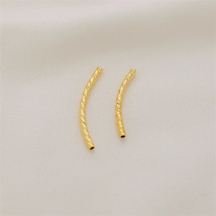 14K/18K Gold Plated Brass Jewelry Separate Tubes for Women Bracelet Making Decorative Pattern Bend Pipe