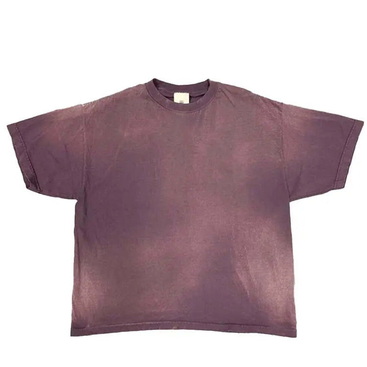 Vintage Acid Wash Cotton T-Shirt for Men 180g Heavy Fitness Street Breathable Embroidered Solid Men's Blank Vintage Acid T-Shirt