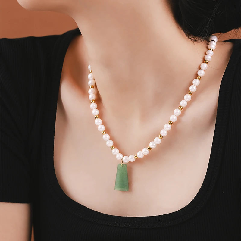 Luxury Vintage Fashion Jewelry Women Baroque Pearl Choker Natural Stone Fresh Water Pearl Pendant Necklace