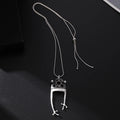 TongLing Vintage Frog Shape Pendant Necklace Brushed Silver Matte Black Alloy Adjustable Necklace for Daily Life