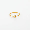 Joolim Jewelry Wholesale 18K Gold Plated Sunflower Enamel Non Tarnish Stainless Steel Lace Pattern Dainty Ring for Women