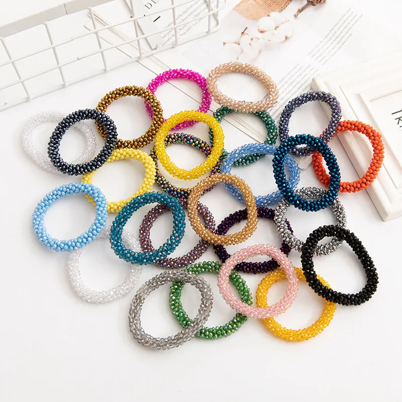 Personalized Crystal Hair Band Ins Ladies Tie Ponytail Hair Ornaments for Lady Girls Fashion Bracelets Jewelry