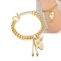 Simple 14k Gold Plated Jewelry Evil Eyes Bracelet Jewelry Fatima Hamsa Hand Stainless Steel Bracelet Charms