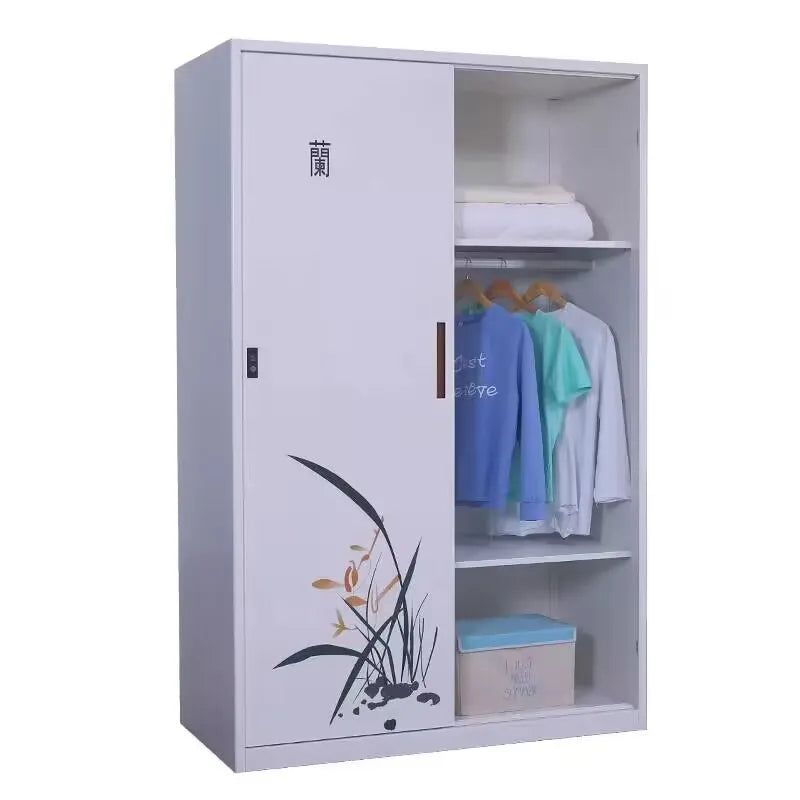 Modern 3D Laser-Imprinted Metal Locker Wardrobe Cabinet Reflective Steel Furniture Safe for Home Workshop Living Room Gym Use