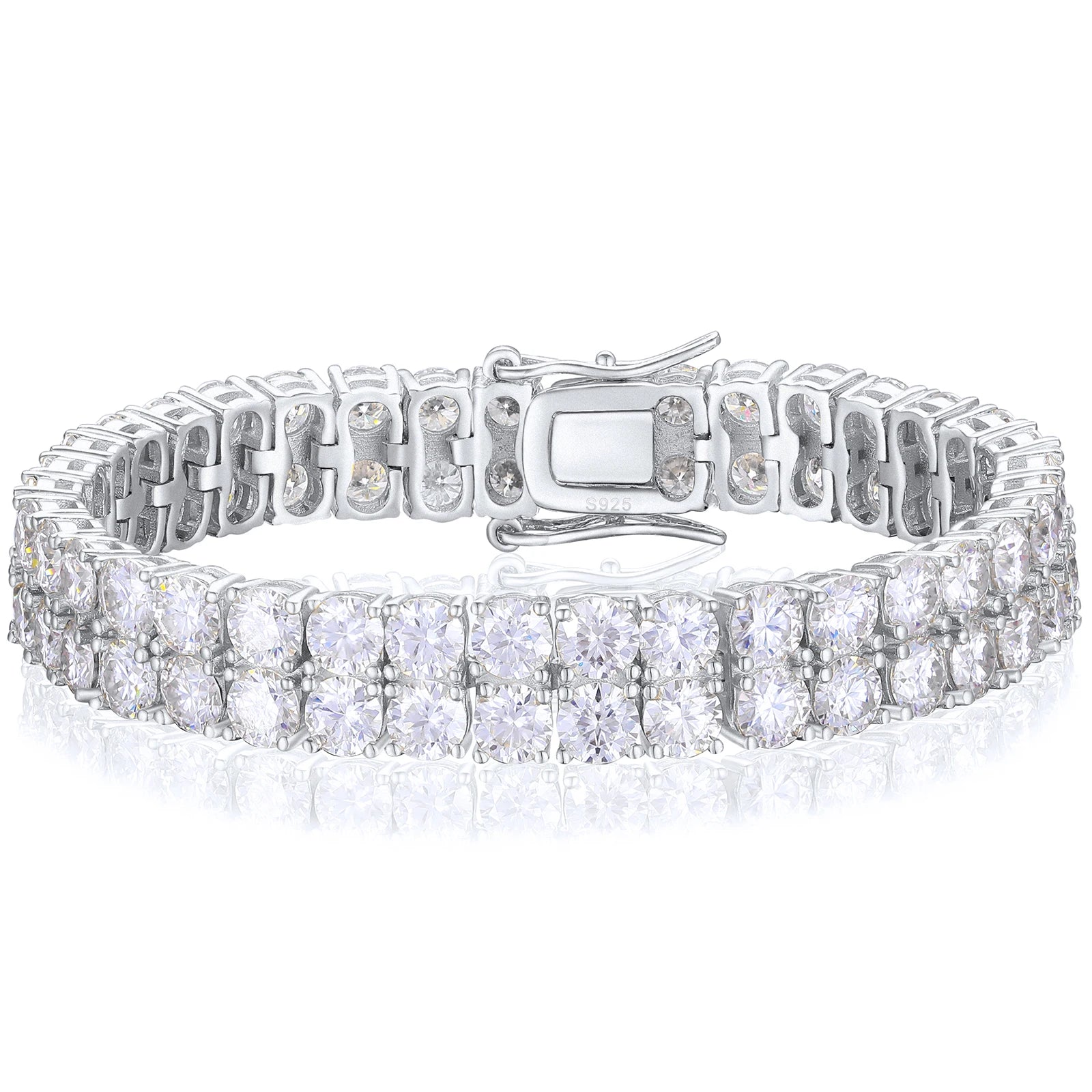 Dropshipping Luxury 3mm 4mm 5mm 925 Sterling Silver 2 Row VVS Moissanite Diamond Cluster Classic Tennis Bracelet for Men Women