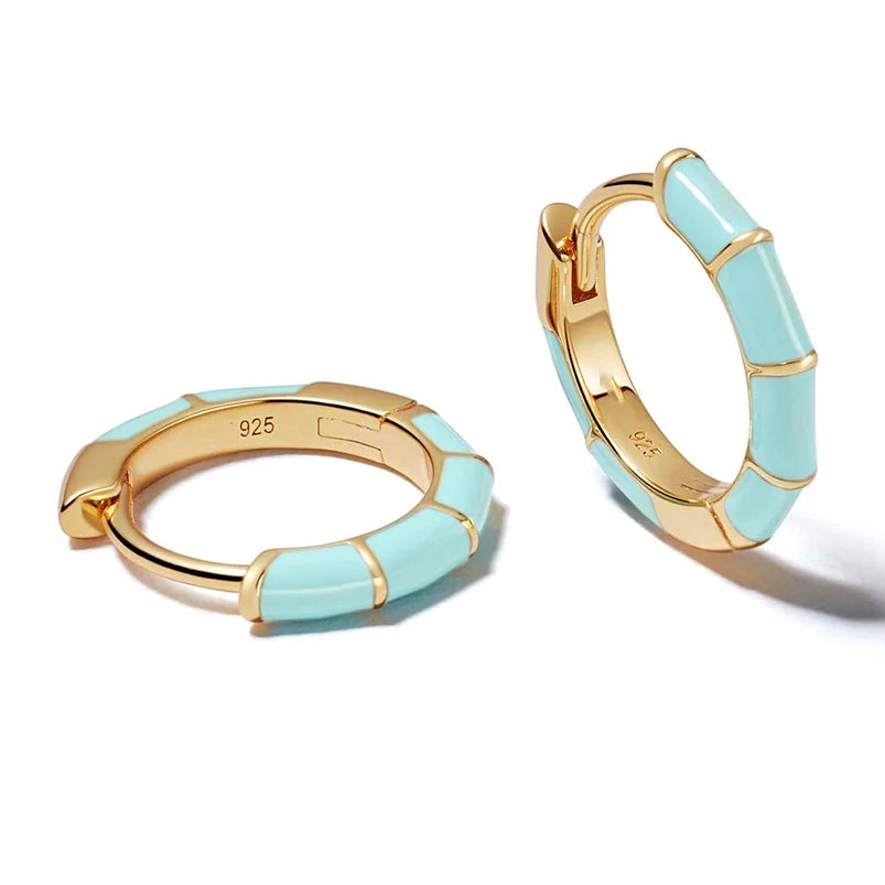 Gemnel Fashion Jewellery Gold Plated Custom Enamel Color Huggie Hoop Earrings