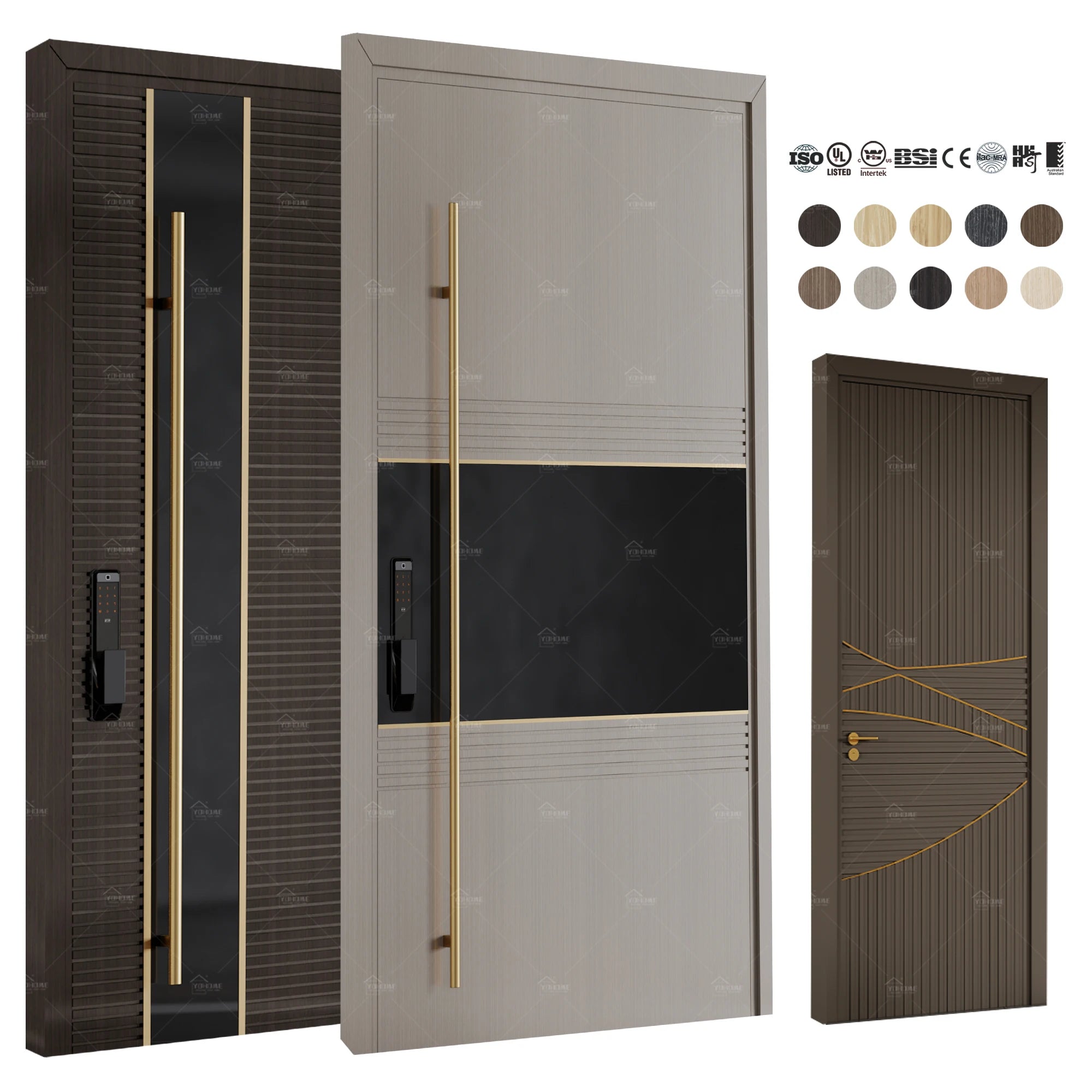 American Black Walnut Style Entry Doors for Home Factory Wholesale Exterior Front Entry Doors