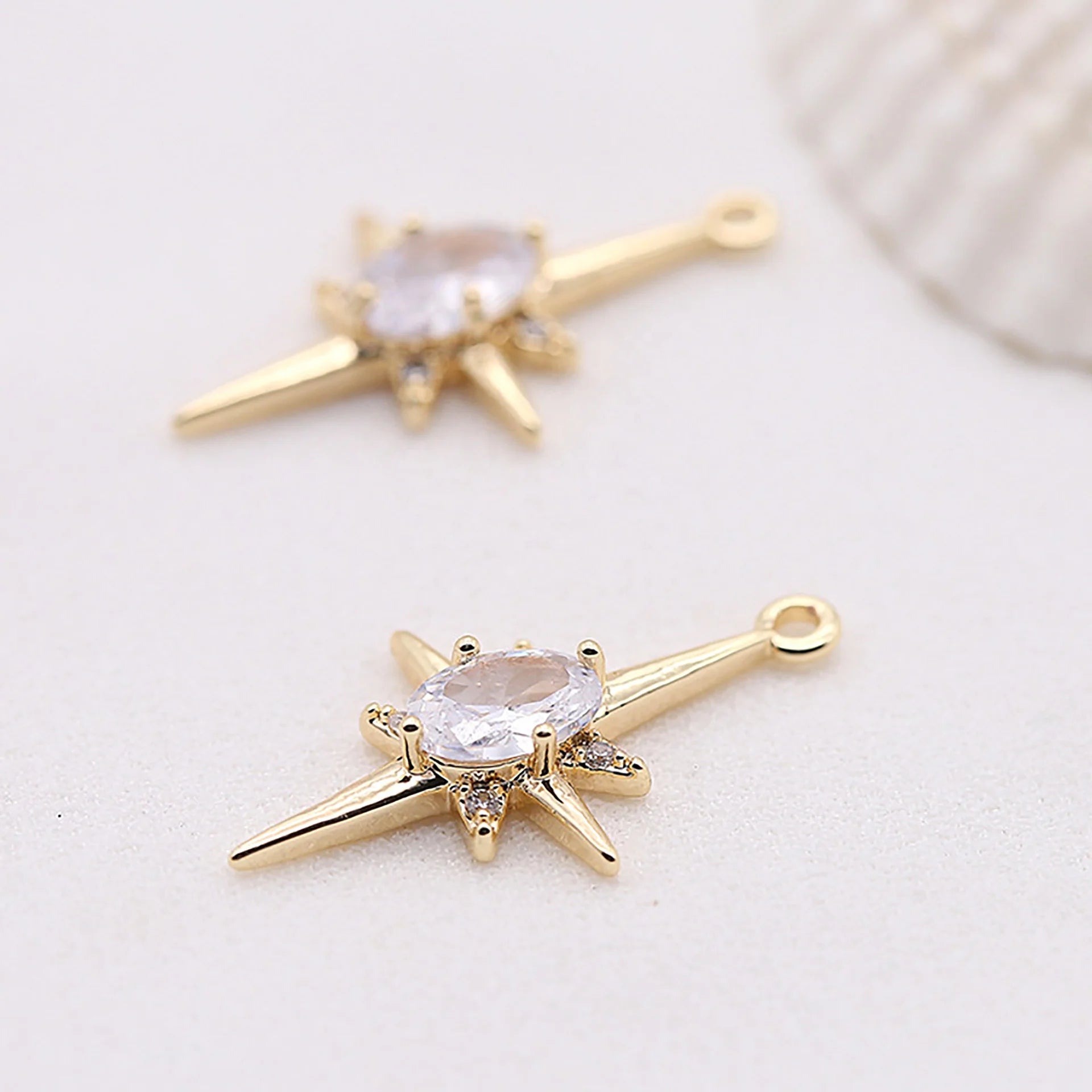Fashion Zircon Star Charm 14K Gold Plated Sun Shape Diy Jewelry Necklace Making Pendant Accessories