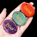 15 Kinds Natural Amethyst Crystal Stone OVAL Thumb Pocket Worry Stone Positive Words Tumbled DIY Healing Jewelry Making Gemstone
