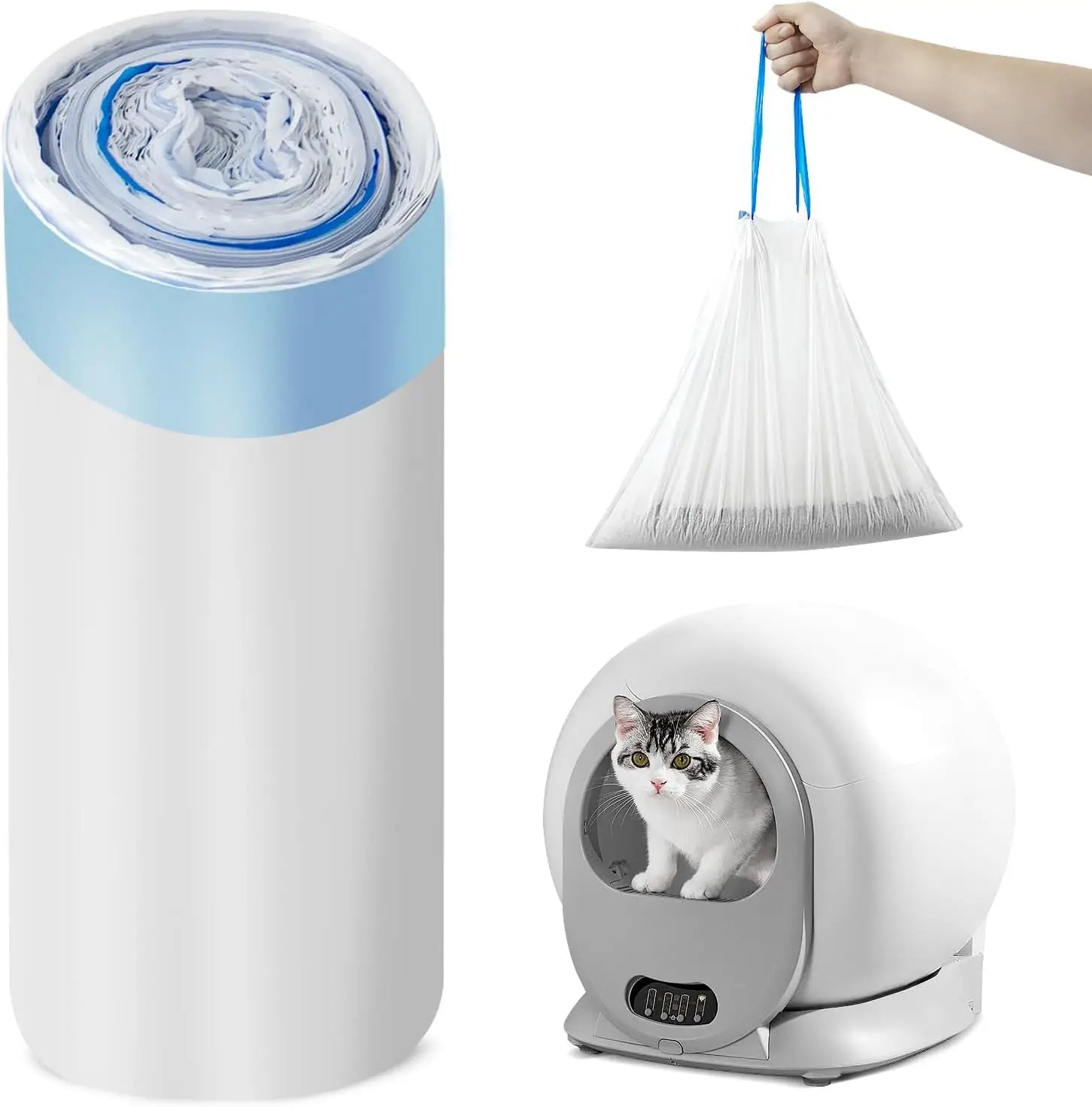 Wholesale Eco-friendly Self-cleaning Cat Litter Box Liners Drawstring Poop Waste Bags Plastic Bag for Cat Litter Box Liners