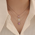 Fashion Exquisite Pink Zircon Love Heart Pendant Necklace for Women Girl Wedding Jewelry Gift Wholesale