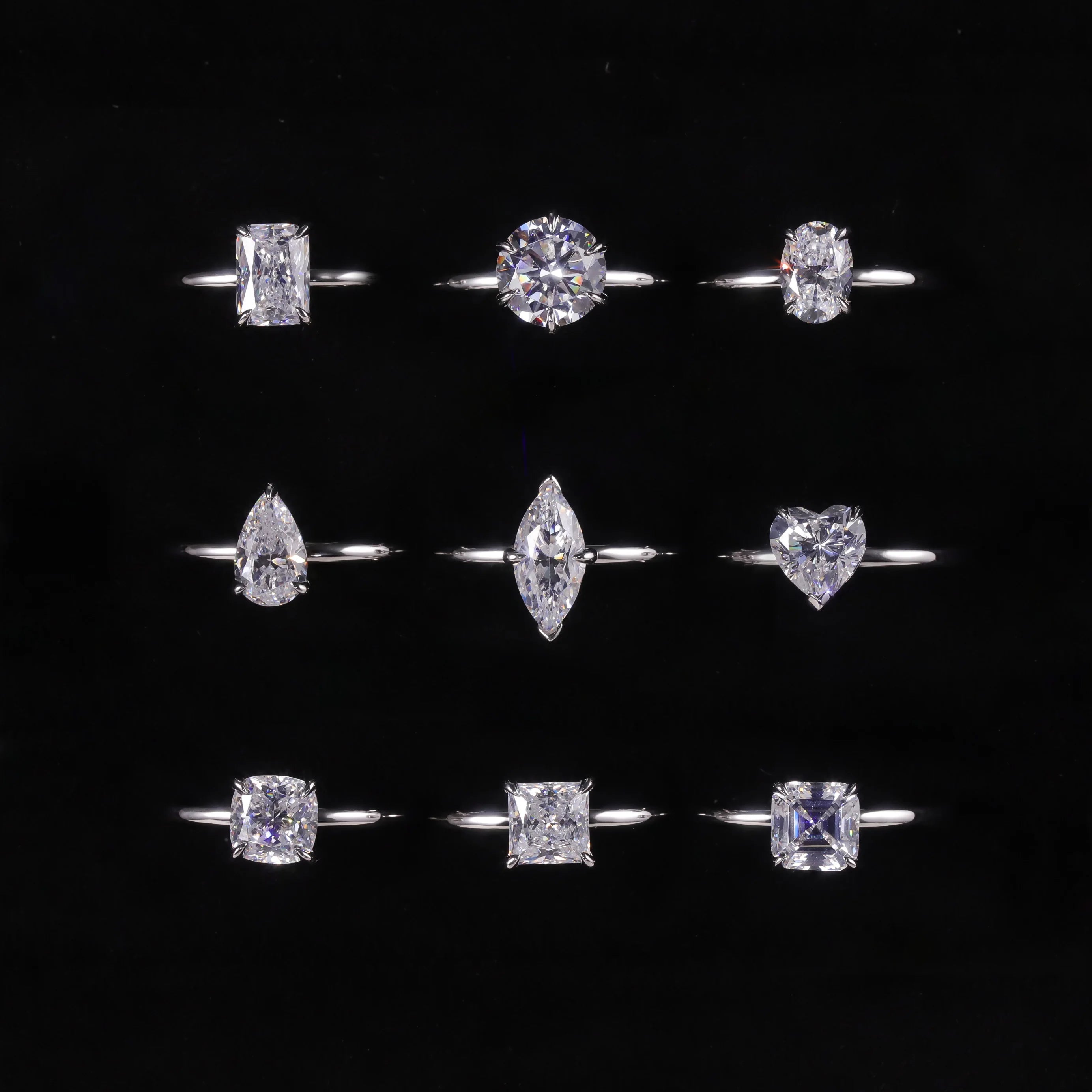 SU Abiding Fine Jewelry Different Shape DEF VVS Moissanite Diamond 100% 925 Sterling Silver Solitaire Wedding Lady Rings