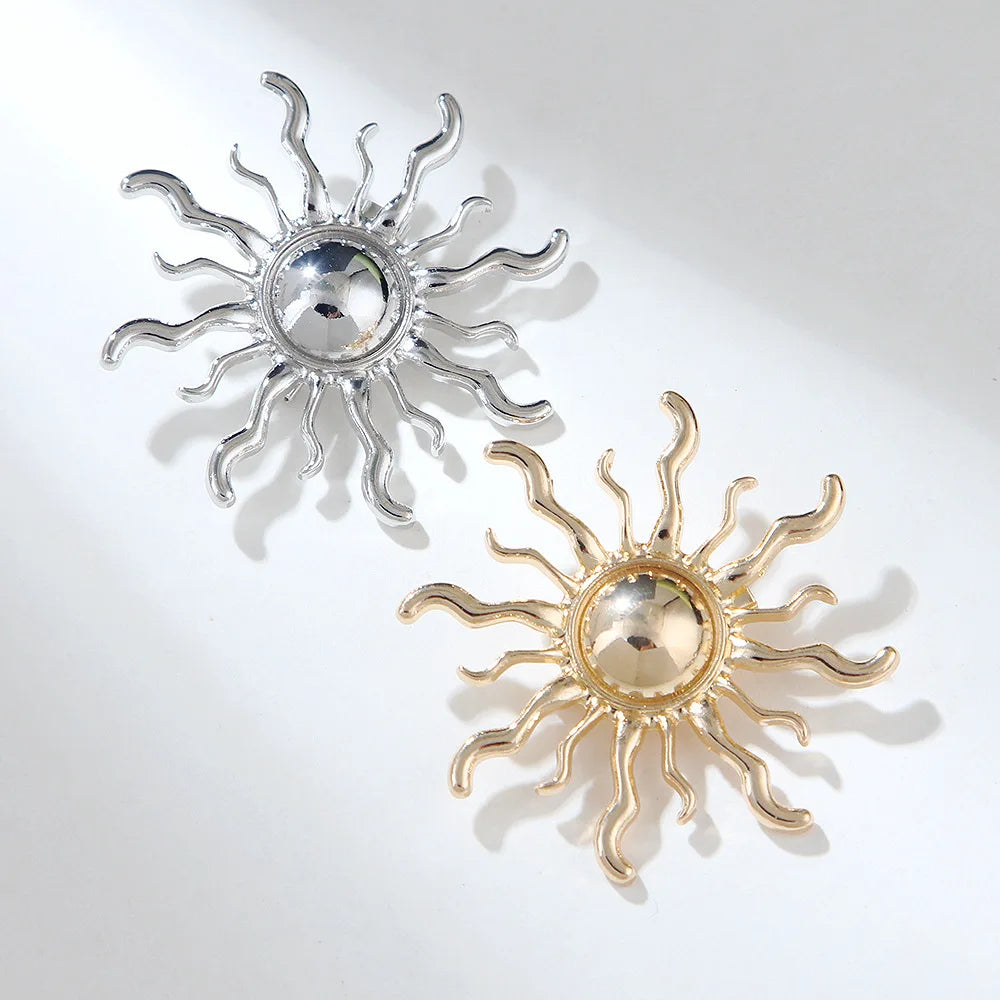 Women's Sunflower Design Gold Metal Brooch Pin Suit Accessories Jewelry Sun Brooch