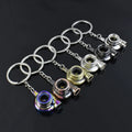 Fashionable Zinc Alloy Turbocharger Keychains Spinning Middle Part Metal Automobile Parts Accessories