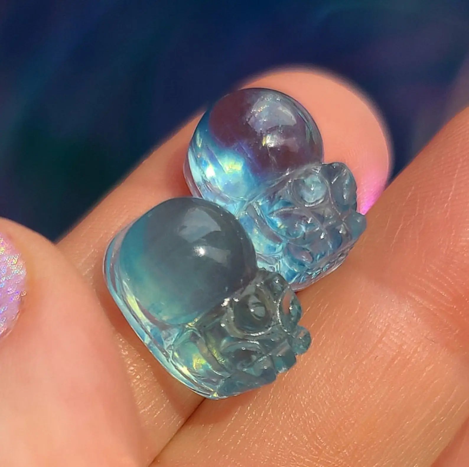 Hand-carved Drilled Semi-precious Aquamarine Mini Fengshui Rabbit for Lucky Bracelet Pendant Charms DIY  Pixiu Loose Beads