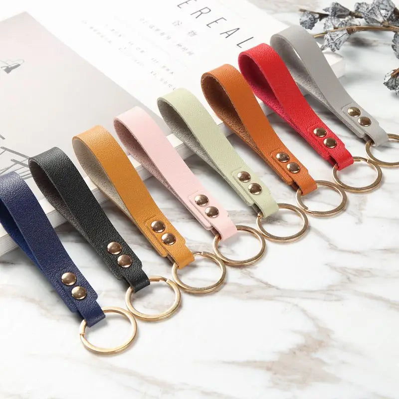 Hot Selling Wholesale Leather Strap Promotional Gift Key Holder Custom Luxury Colorful PU Leather Keychain Custom