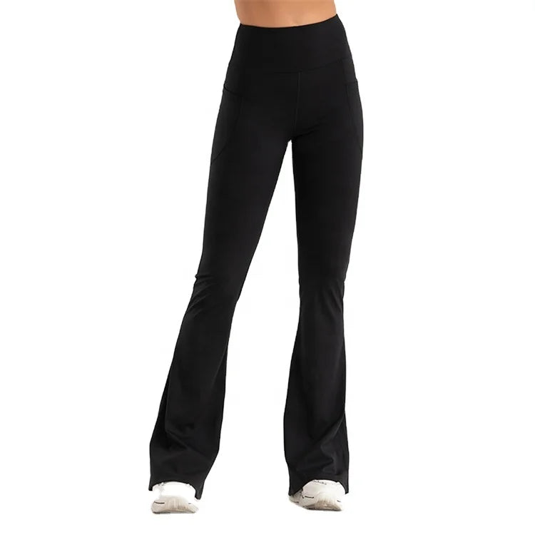 Factory Flare Yoga Pants Women With Pocket Wide Leg Sport Fitness Workout Yoga Leggings High Waist Butt Lift Active Pants