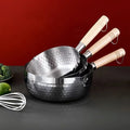 Modern Metal Stainless Steel Belly Multifunction Soup Pot Saucepan Wooden Handle Glass Cover Non-Coating Gas Induction