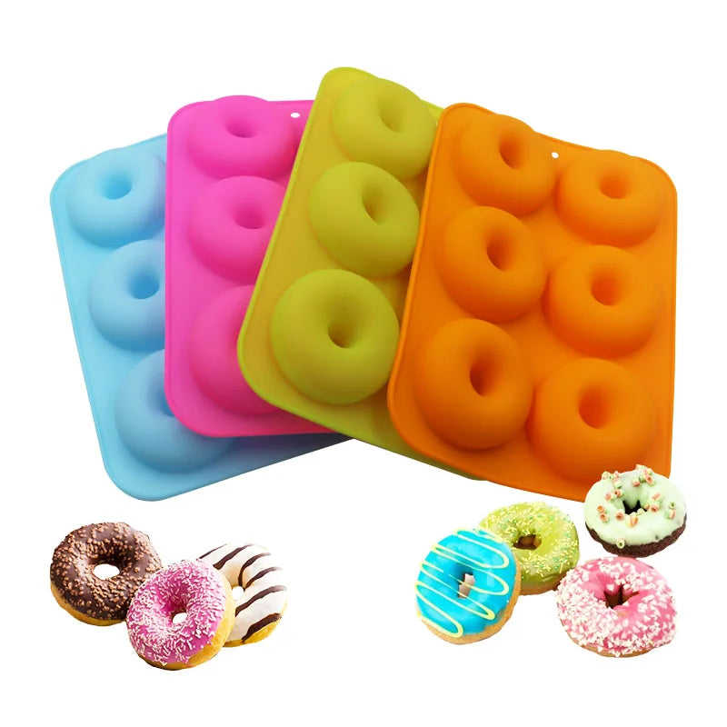 6 Cavity Round Shape Nonstick Cake Tools Silicone Doughnut Mold for Chocolate Cake Cheese Baking Pan