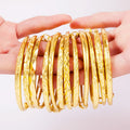 Wholesale Fashion Brass Gold Plated Bangles & Bracelets Fashion Glossy Engraved Adjustable Gold Bangles