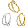 Fashion 316L Stainless Steel Jewelry Cartilage Double Row of Zircons Nose Ring Crystal Solid Gold Jewelry Piercing Earring
