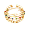 New Punk Hollow Heart Cuff Bangle Women Twisted Chain Pearl Bracelets Set Crystal Star Charms Jewelry