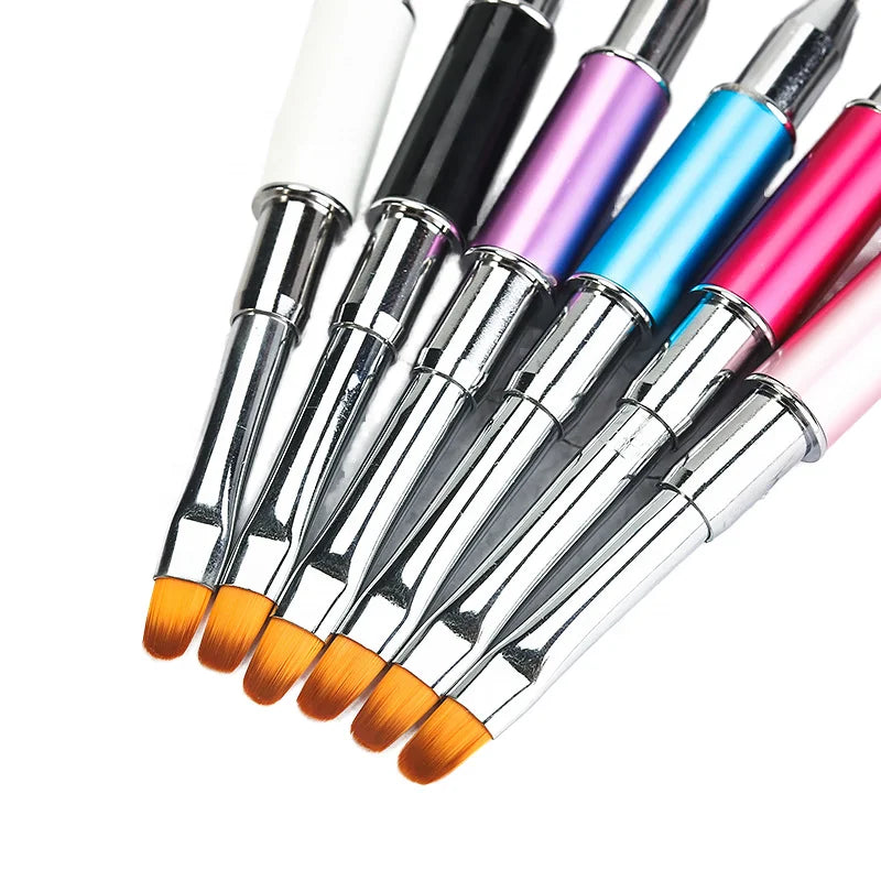 Dual Ended Nail Art Acrylic UV Gel Extension Builder Flower Painting Pen Brush UV Gel Remover Spatula Stick Manicure Tool