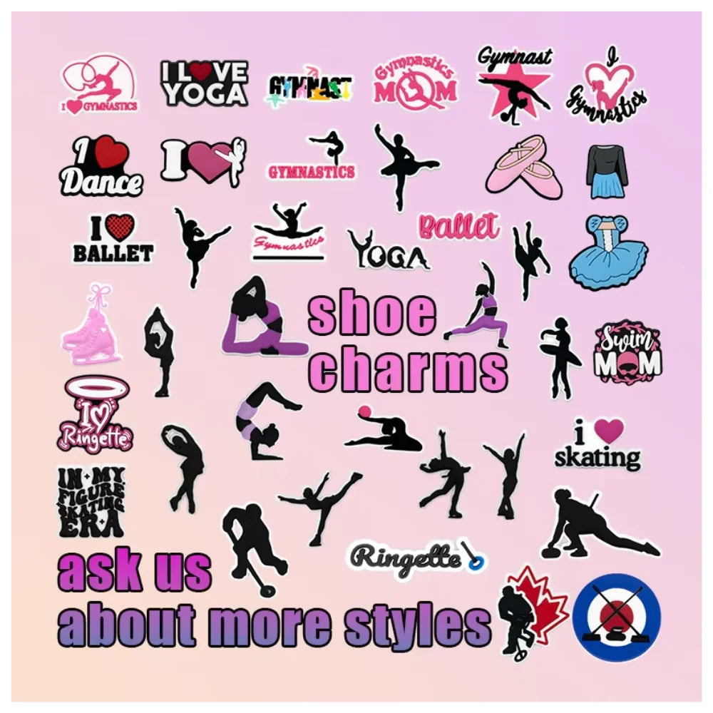 Designer Sports Girls Woman Trinket Dance Shoe Decorations Wholesale Yoga Ballet Figure Skating PVC Clogs Accessory Shoe Charms