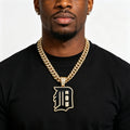 Factory Wholesale Detroit Tigers Championship Charm Necklace Iced Out Fashion Sports Fans Pendants Alloy Gold Plated Cuban Chain