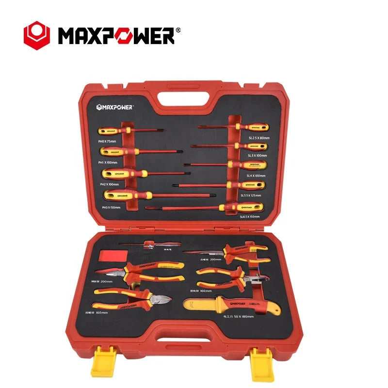 Maxpower 19pcs 1000V Insulated High Leverage Pliers Screwdriver Industrial Tool Set