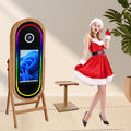 Newly Wooden Mirror Photo Booth With Printer Stand 21.5 Inch Touch Screen Camera Selfie Magic Mirror Photobooth Machine