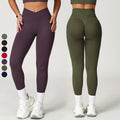 Custom Push up Elastic Leggings Yoga Pants High Waist Scrunch Butt Fitness V Cross Waistband Seamless Yoga Leggings for Woman