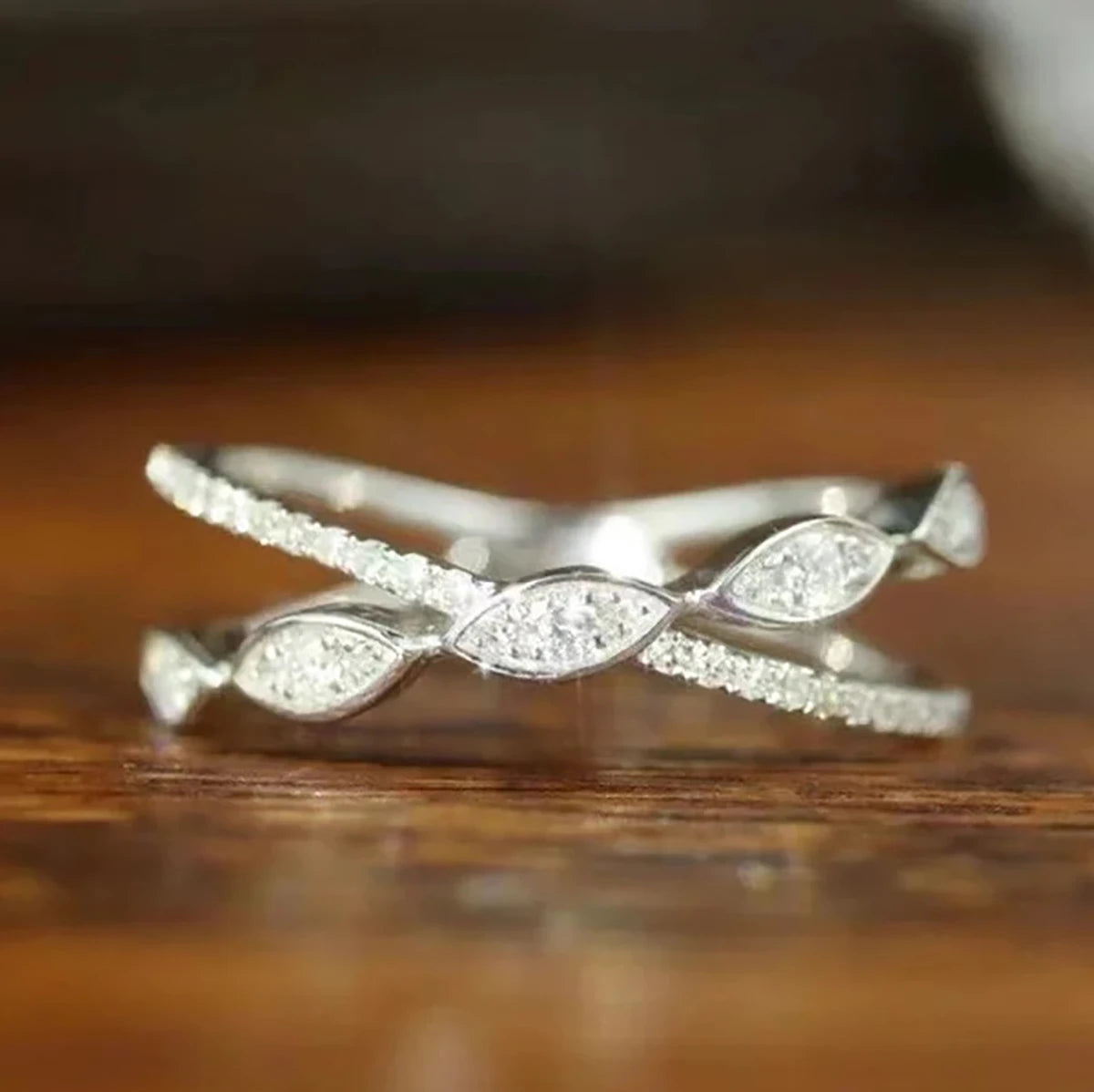 CAOSHI Factory Contracted Style Marquise Shaped Cubic Zirconia Cross Design Finger Rings for Exquisite Silver Plated Rings Women