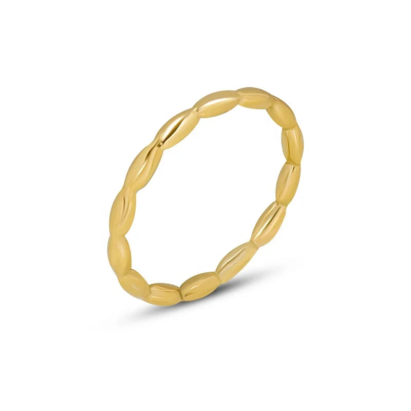 European American Trendy Titanium Steel Ring 18K Gold Plated Wind Overlay Plain Tail Rings for Girls Stainless Steel Jewelry