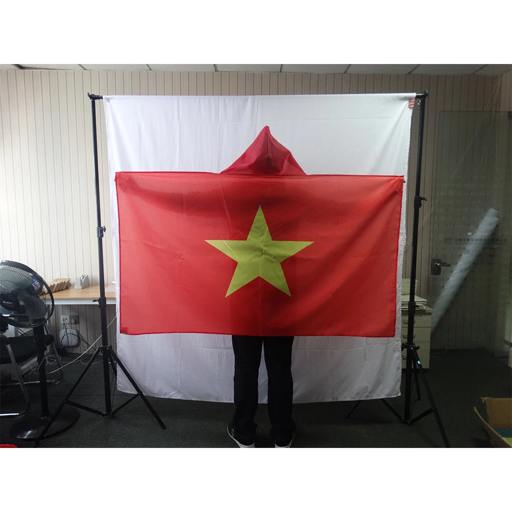 3x5ft  Football Match Custom Logo Cheering Fan Cape Body Flag Vietnam National Flag Cloak