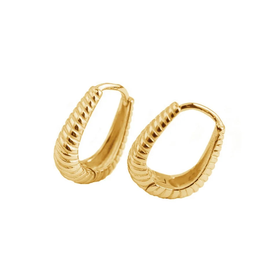 Nagosa Vintage 925 Sterling Silver Gold Vermeil Twist Chunky Huggie Hoop Earrings for Women