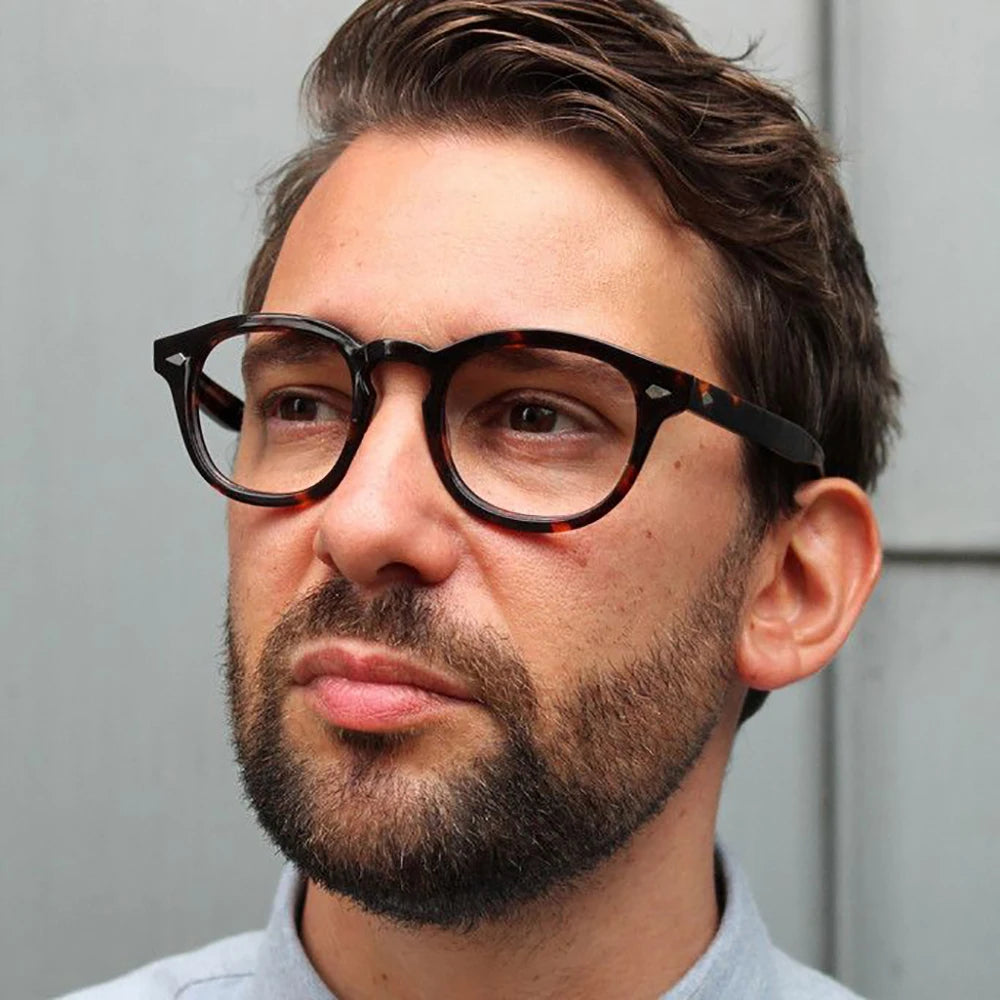 Top Quality Acetate Frame Johnny Depp Style Eyewear Frame Vintage Round Brand Design Eyeglasses Oculos De Grau Optical f