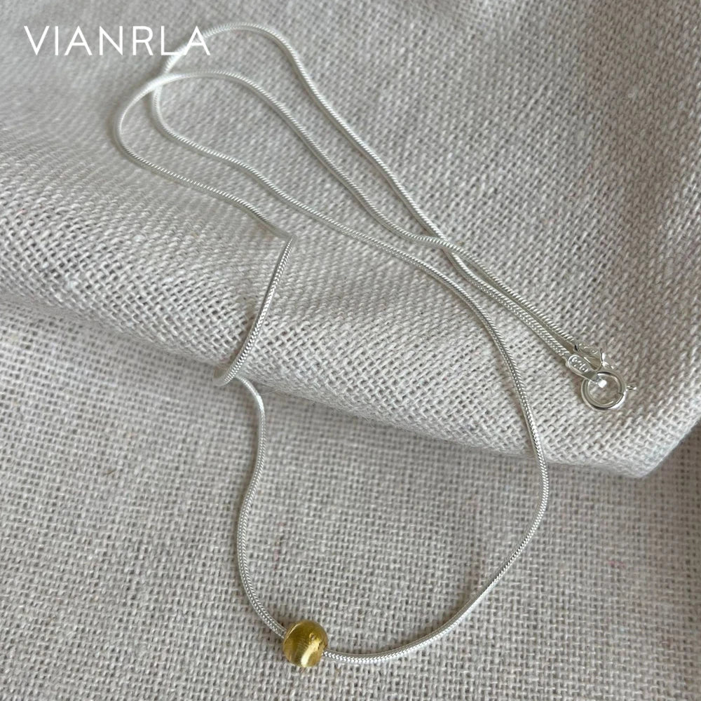 VIANRLA 925 Sterling Silver Rope Chain With Bead 18k Gold Plated Necklace Jewelry Minimalism Style Free Laser Logo