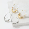 JLE0260 High End 18K PVD Big Gold Plated Hollow Hammered Dangle Stainless Steel Hoop Earring