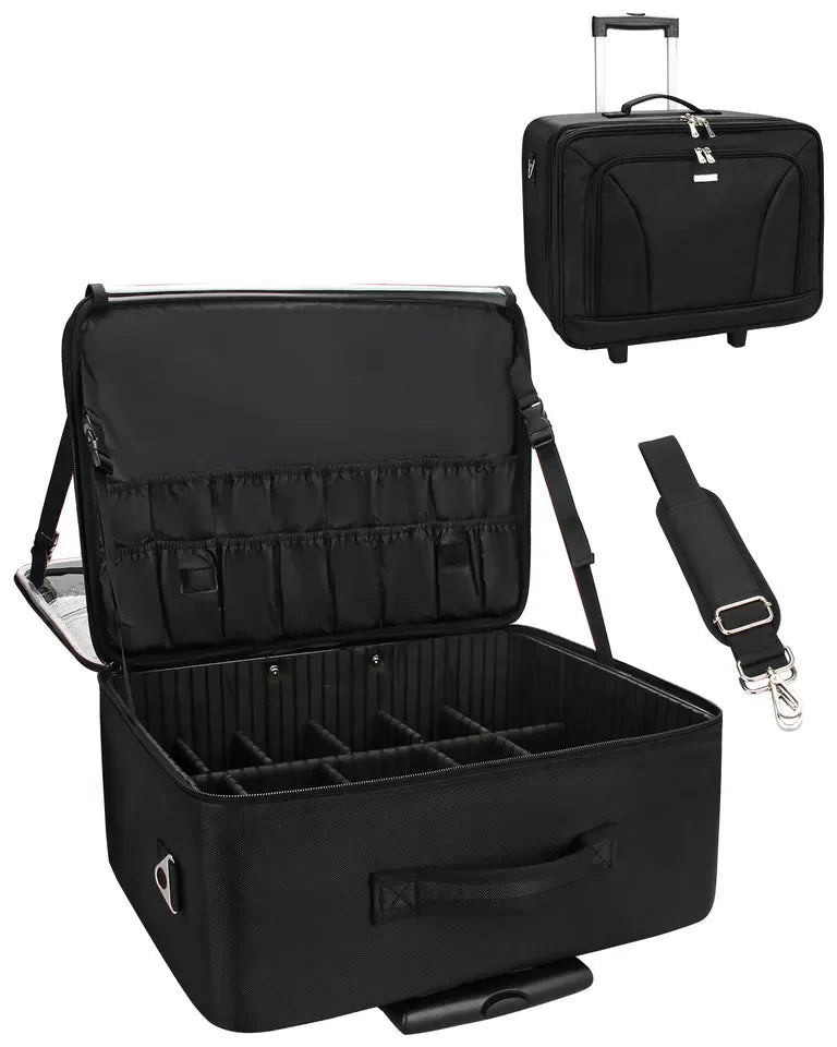 Relavel Wholesale Makeup Case Extra Large Trolley Professional Rolling Train Case Travel Makeup Artist Cosmetic Case