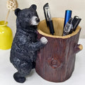 Hot Sale Cute Creative Black Bear Pen Holder Resin Sculpture Log Design Realistic Fur Texture Wood Grain Details Hand-painted